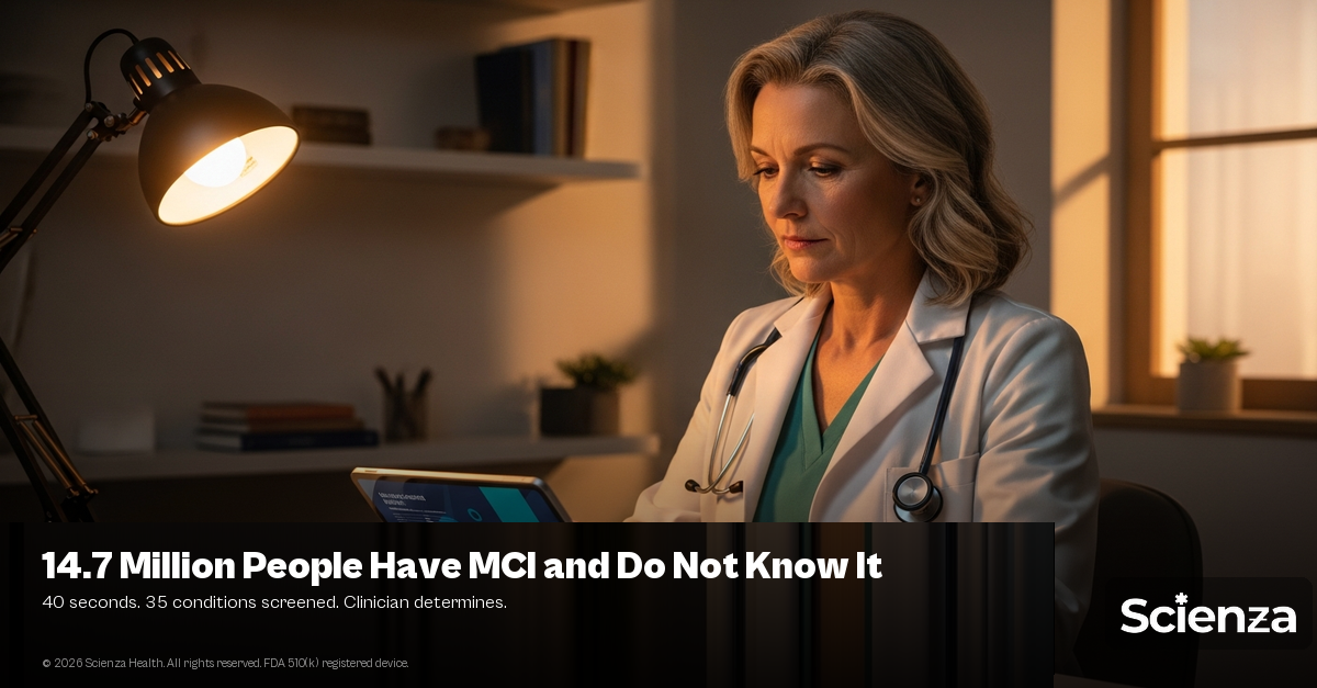 Clinician at nursing station reviewing GIA® screening results — peer-reviewed clinical validation data at their fingertips